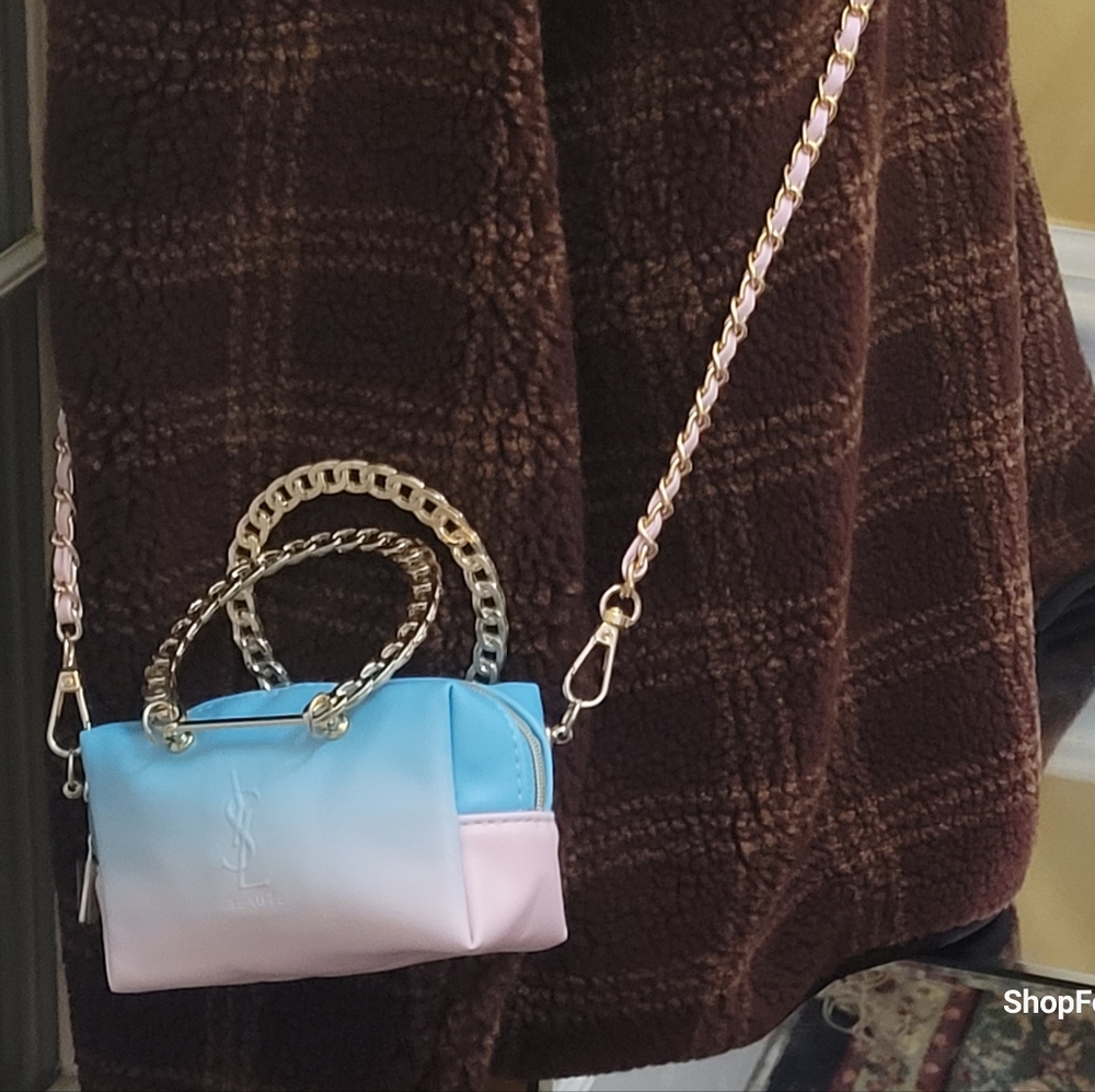 Yves Saint Laurent blue and pink mini bag with circular handel - Picture 15 of 16